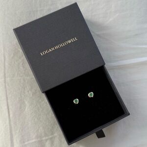 Logan Hollowell • Colombian Emerald Heart Stud 14K Yellow Gold Stud Earrings